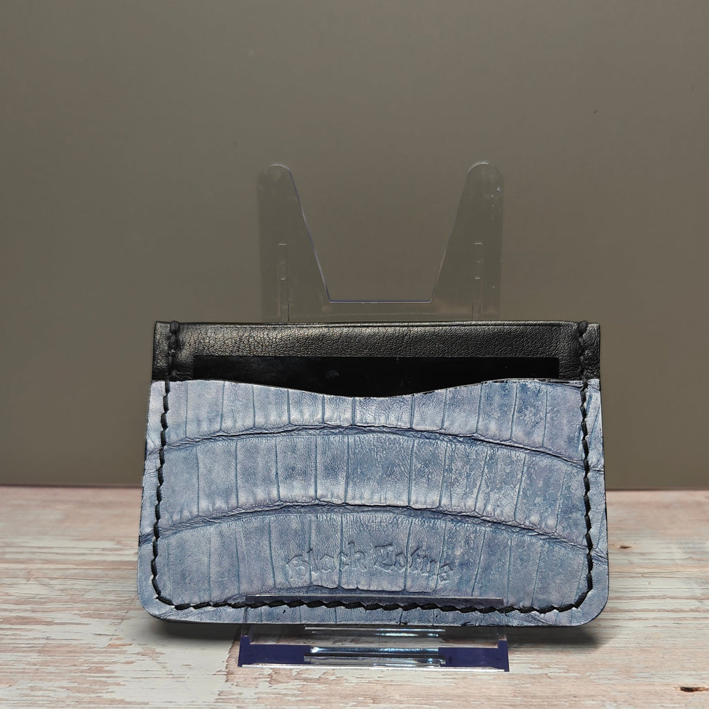 Natural Indigo Caiman Card Holder - Indigo