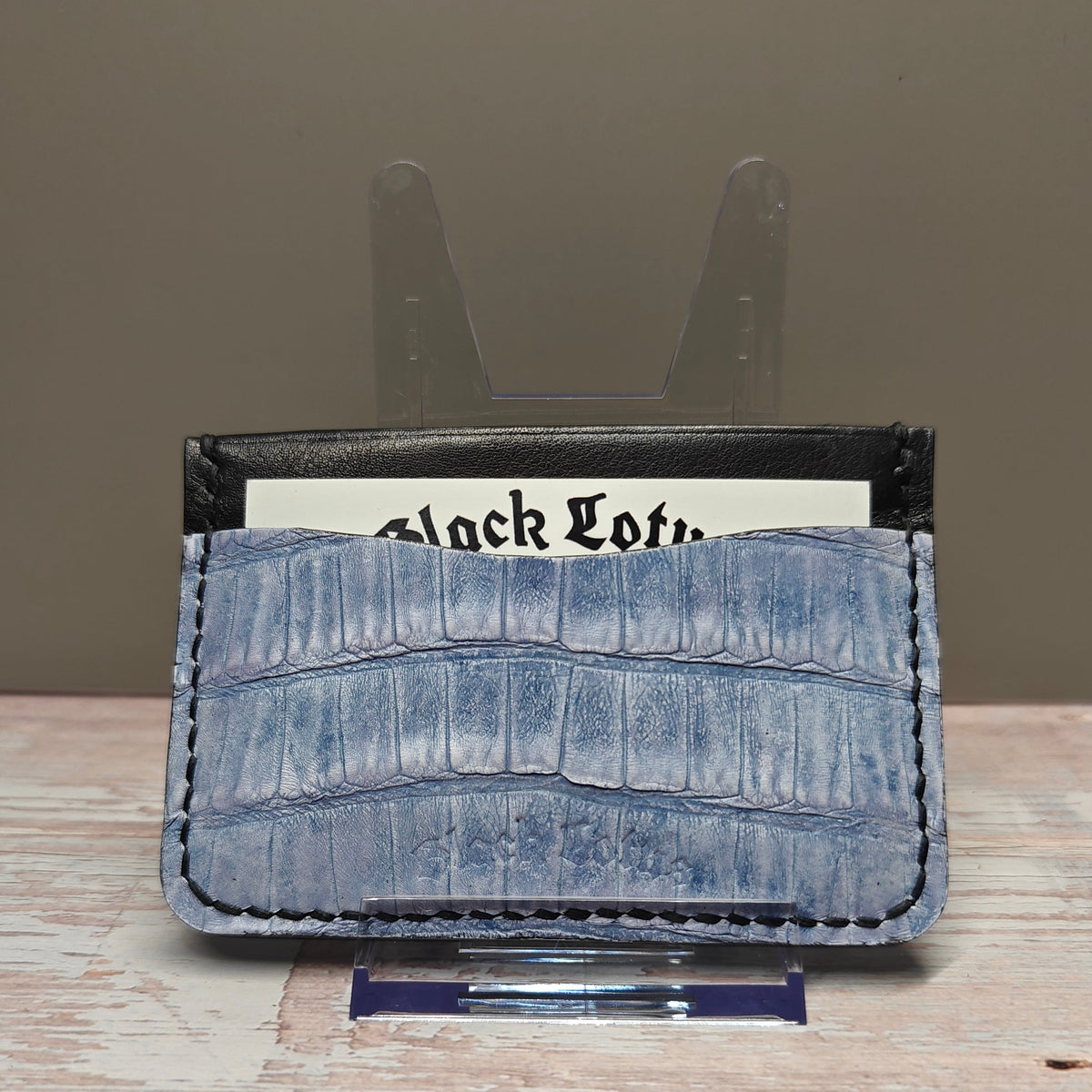 Natural Indigo Caiman Card Holder - Indigo 2