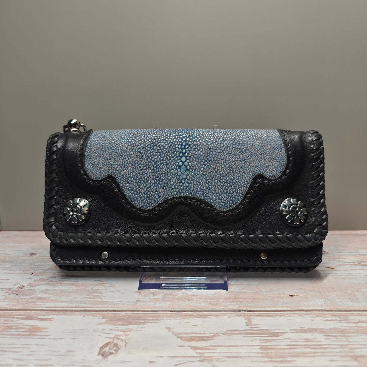 Natural Indigo Stingray Trucker Wallet