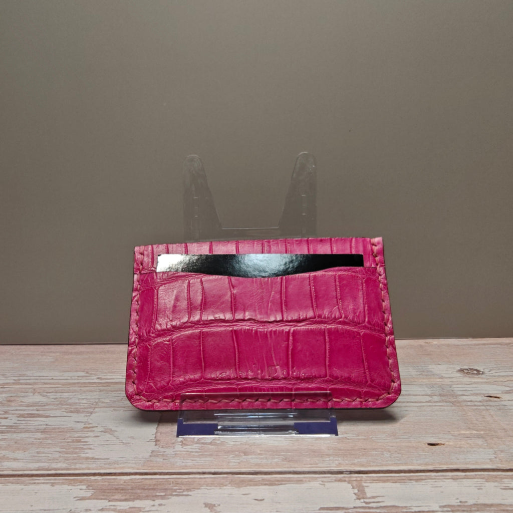 Pink Crocodile Card Holder
