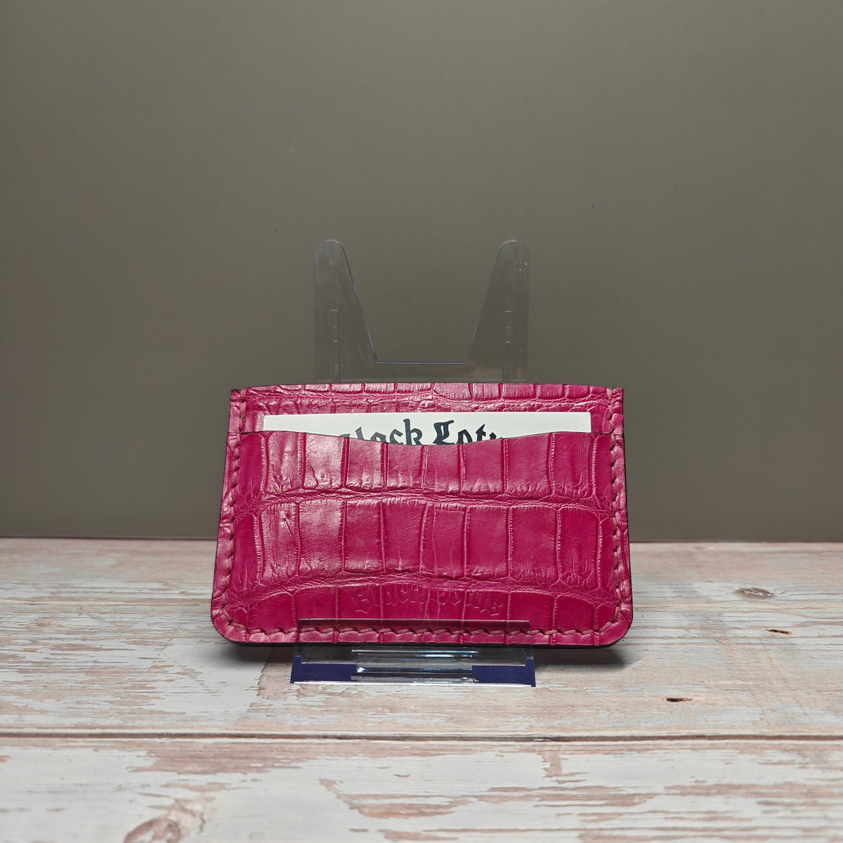 Pink Crocodile Card Holder